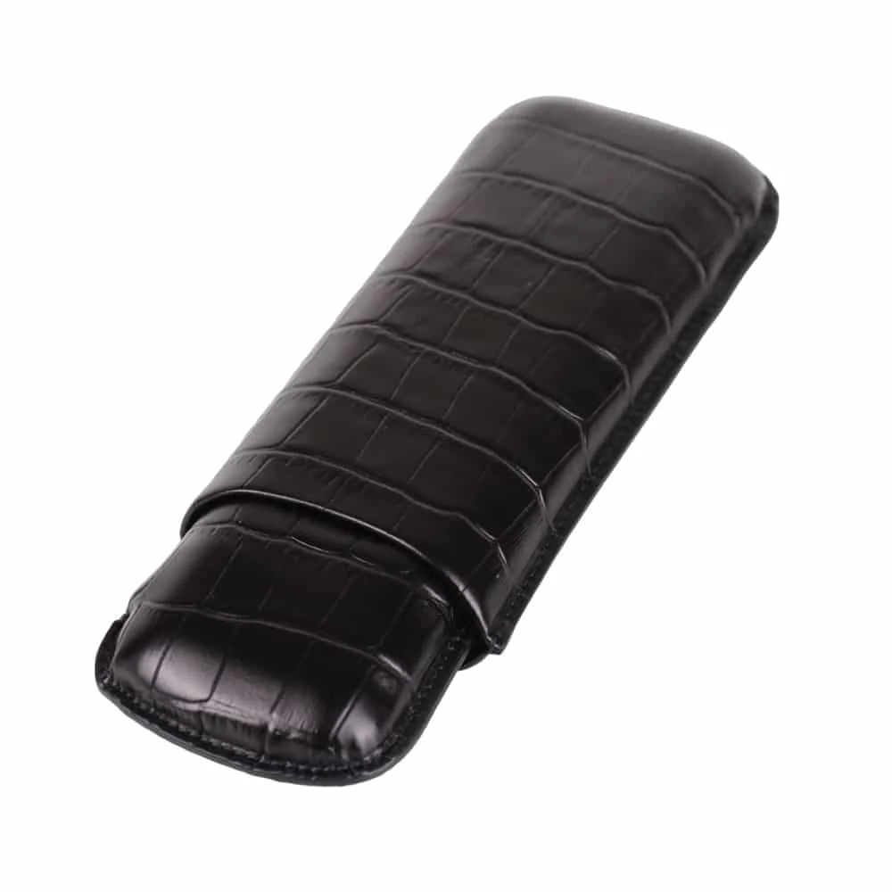 croco black για 2 gigants χρώμα μαύρο θήκη πούρων πουροθήκη