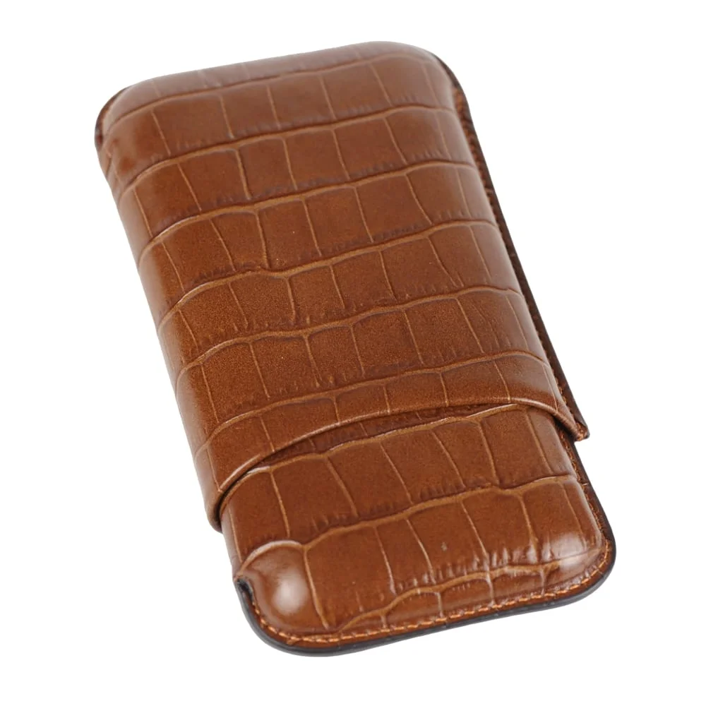 series 500 croco brown για 3 robustos χρώμα καφέ θήκη πούρων πουροθήκη