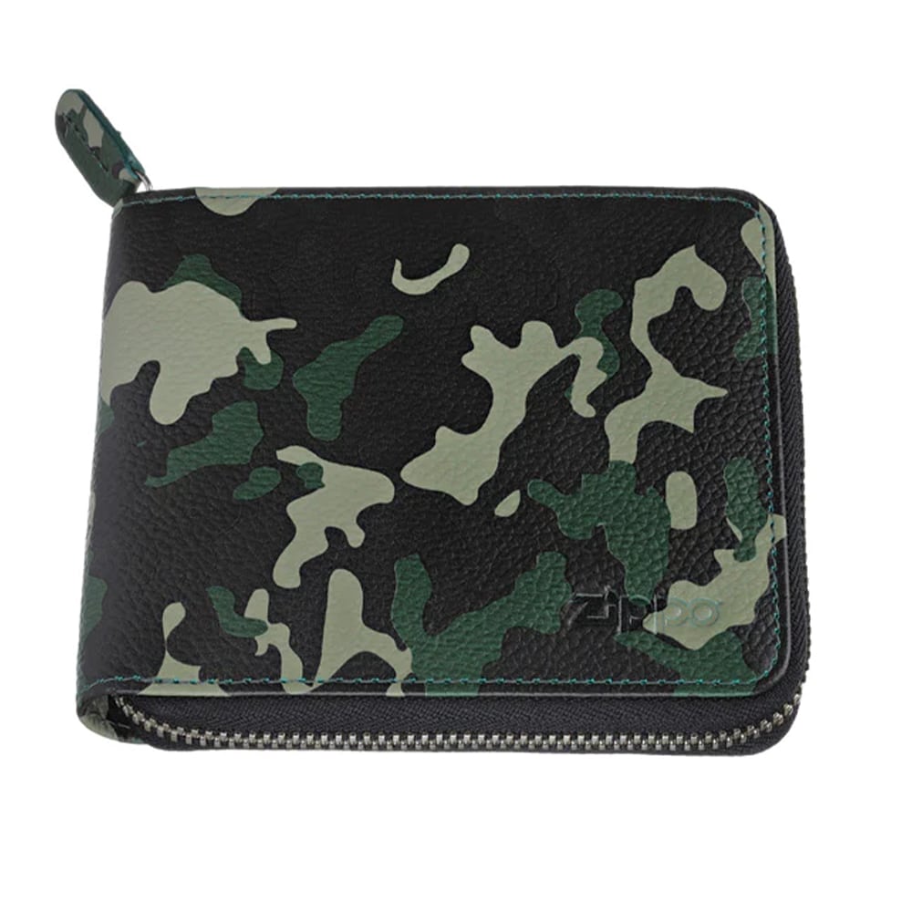 zippo Δερμάτινο Πορτοφόλι Δερμάτινο Πορτοφόλι Camo Πράσινο με Φερμουάρ