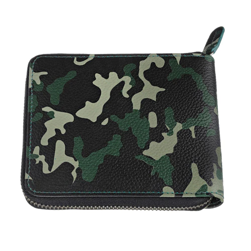 Δερμάτινο Πορτοφόλι Camo Πράσινο με Φερμουάρ