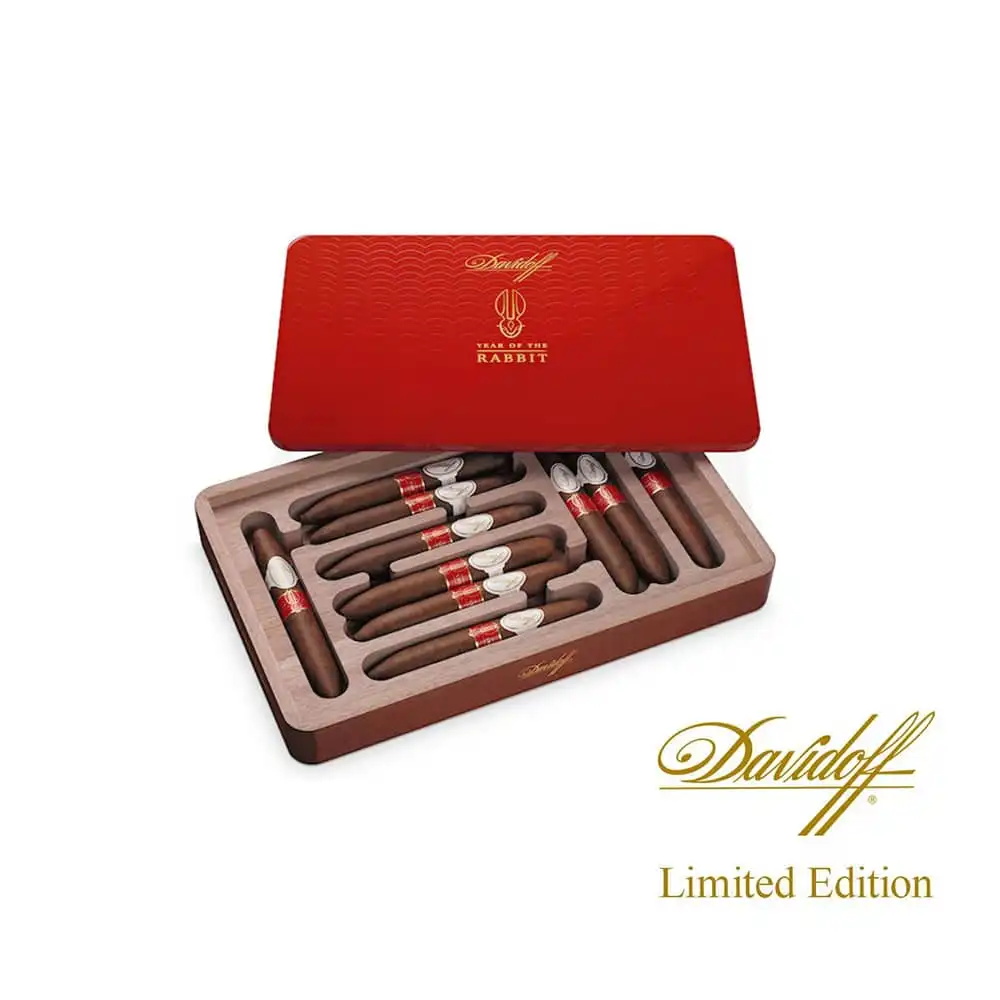 κουτί πούρων κόκκινο μεταλλικό davidoff limited edition με εσωτερική ξύλινη επένδυση γεμάτο με πούρα