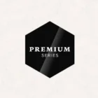 λογότυπο μαύρο γυαλιστερό  που αναγράφει premium series