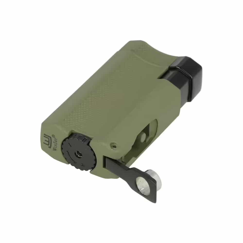 αναπτήρας χρώμα χακί με ανοιχτό τον πουροκόπτη punch αντιανεμικός διπλός jet