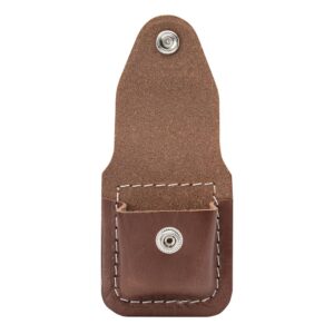 δερμάτινη θήκη αναπτήρα καφέ με λογότυπο zimmo επάνω ανοιχτό