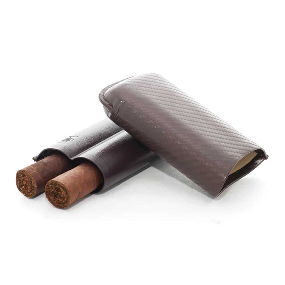 Θήκη για 2 πούρα καφέ κάρμπον ανθρακόνημα carbon