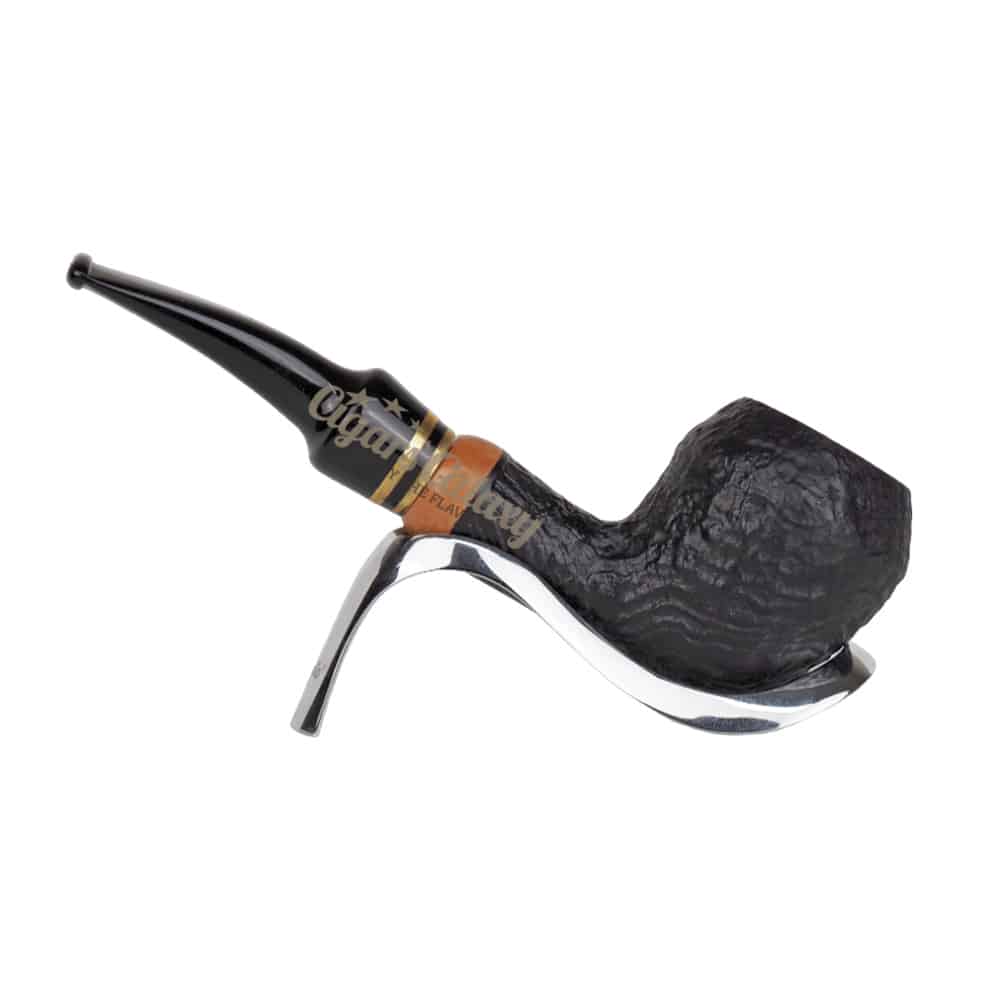 πίπα καπνού μαύρη ρουστικ με γυαλιστερό μαύρο επιστόμιο σε bulldog σχήμα