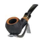 πίπα καπνού μαύρη ρουστικ με γυαλιστερό μαύρο επιστόμιο σε bulldog σχήμα και φαίνεται το μπωλ