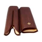 θήκη πούρου καφέ δερμάτινη με ανάγλυφο φινίρισμα ανοιγμένη