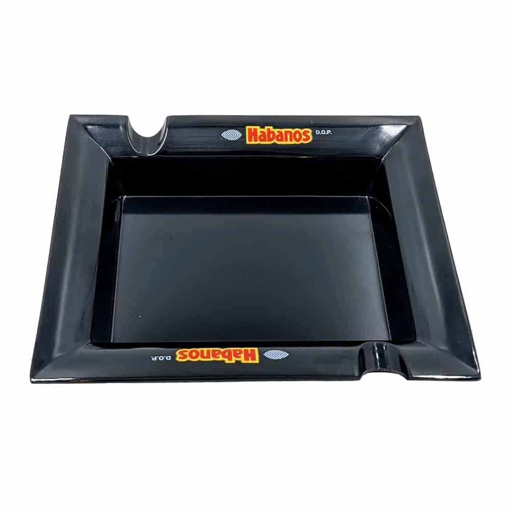 habanos_square_ashtray Σταχτοδοχείο μελαμίνης για 2 πούρα μαύρο χρώμα