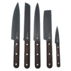 Μαχαίρια κουζίνας σετ 5 τεμάχια ανοξείδωτο ατσάλι μαύρο χρώμα ξύλινη λαβή
