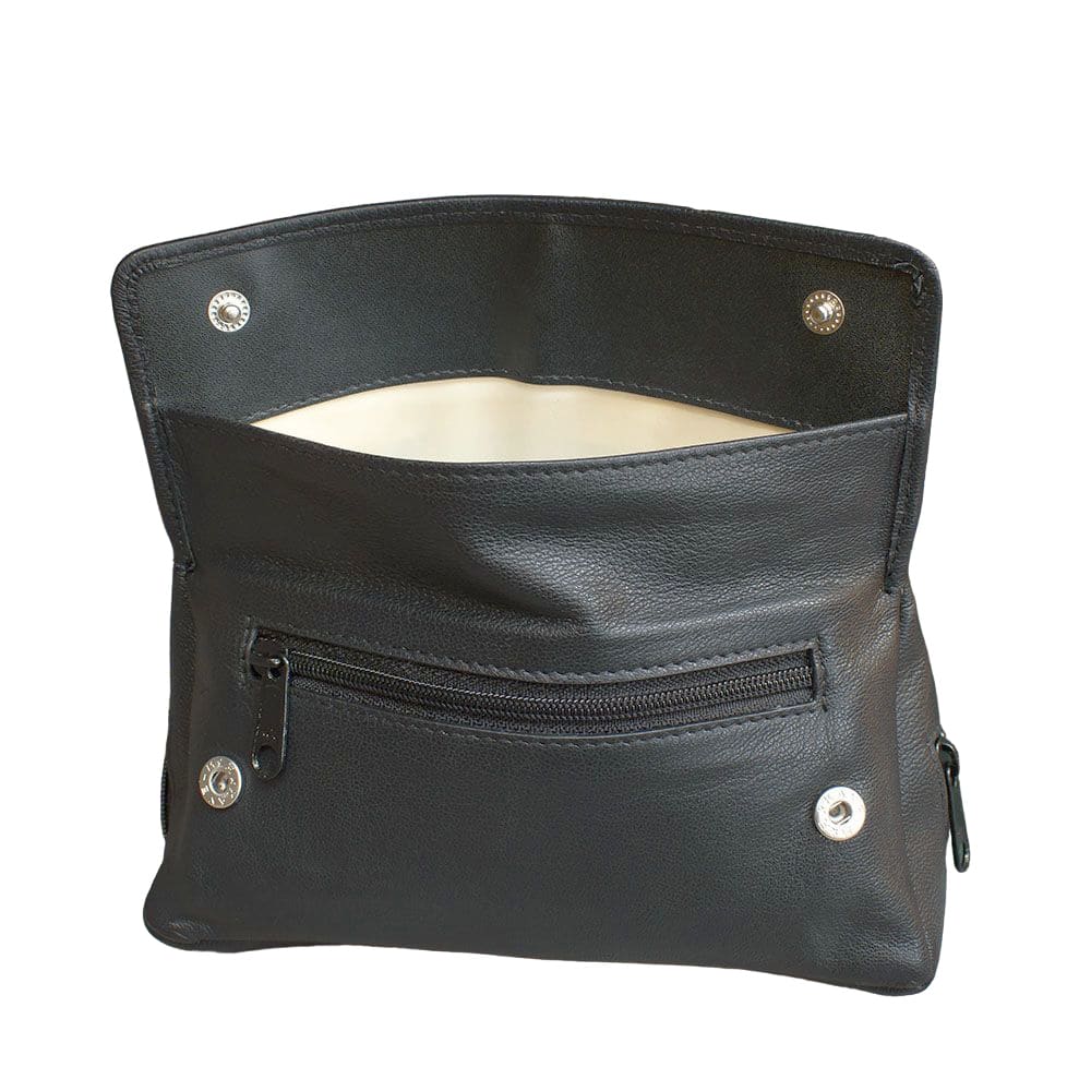 Δερμάτινη θήκη για 2 πίπες μαύρο χρώμα φερμουάρ