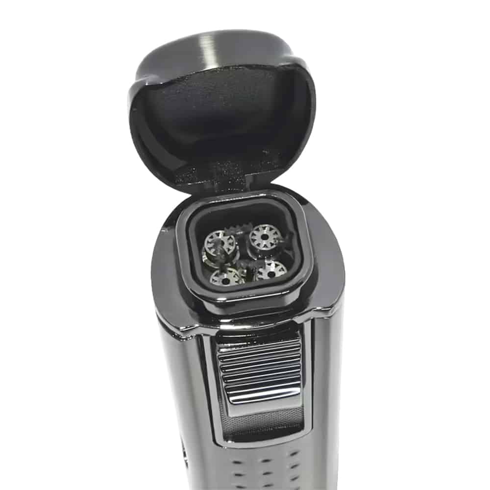 αναπτήρας jet τετραπλός αντιανεμικός μεταλλικός γκρι χρώμα