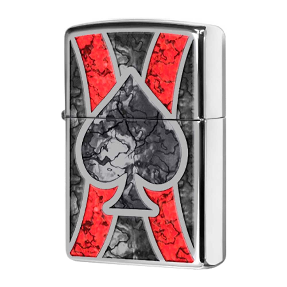 zippo_28952_ace_1.png Zippo αναπτήρας Ace of spades γκρι σχέδιο κόκκινες γραμμές