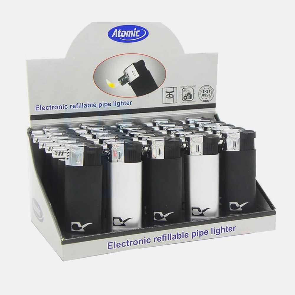 Atomic αναπτήρας πίπας ηλεκτρονικός επαναγεμιζόμενος χρώμα άσπρο μαύρο