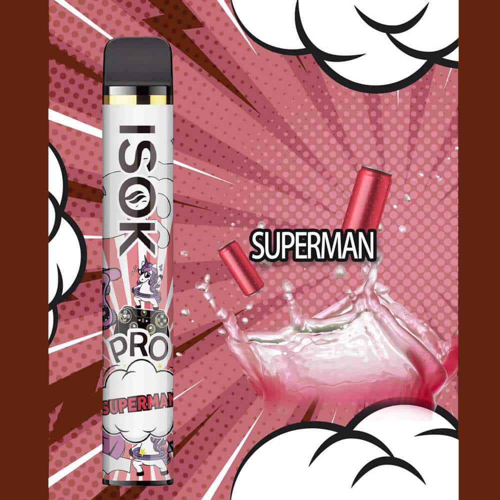 isok vape superman σε κόκκινο χρώμα με σχέδια