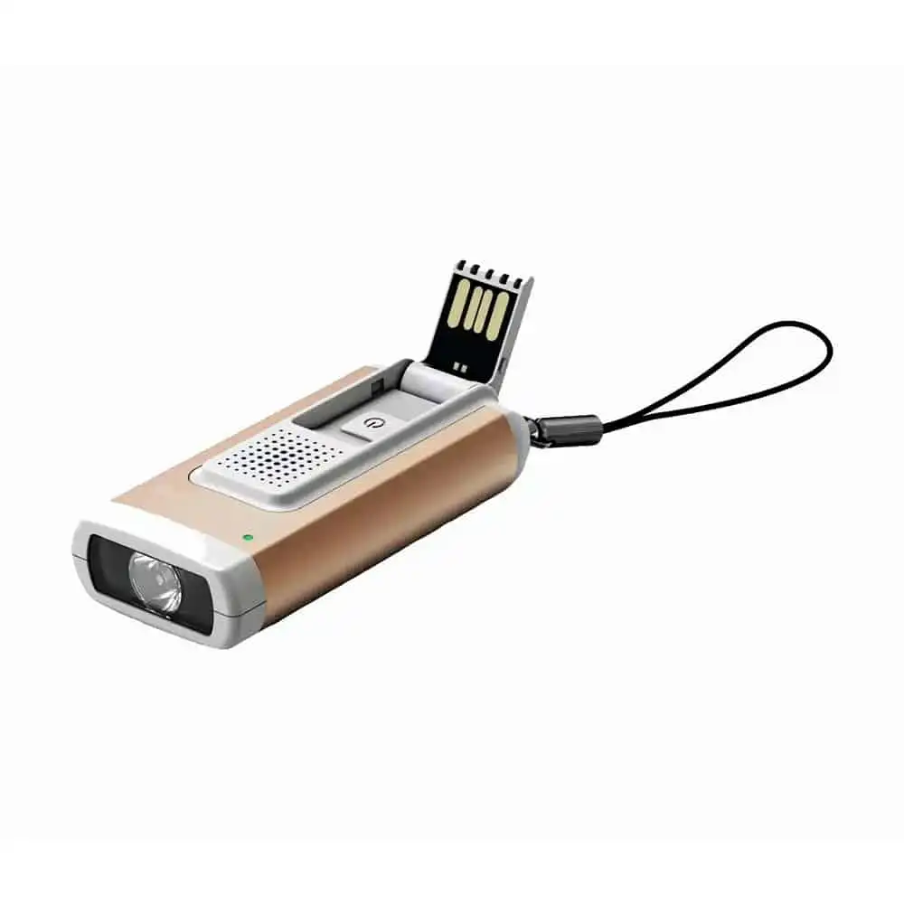 Ledlenser φακός LED χρυσό χρώμα με συναγερμό και λουράκι