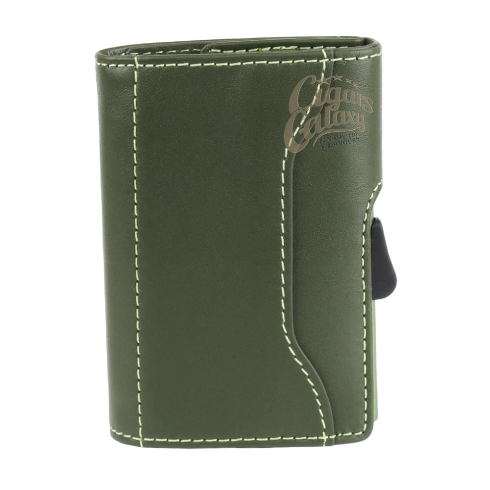 C-Secure δερμάτινο πορτοφόλι embossed olive green πράσινο χρώμα με προστασία