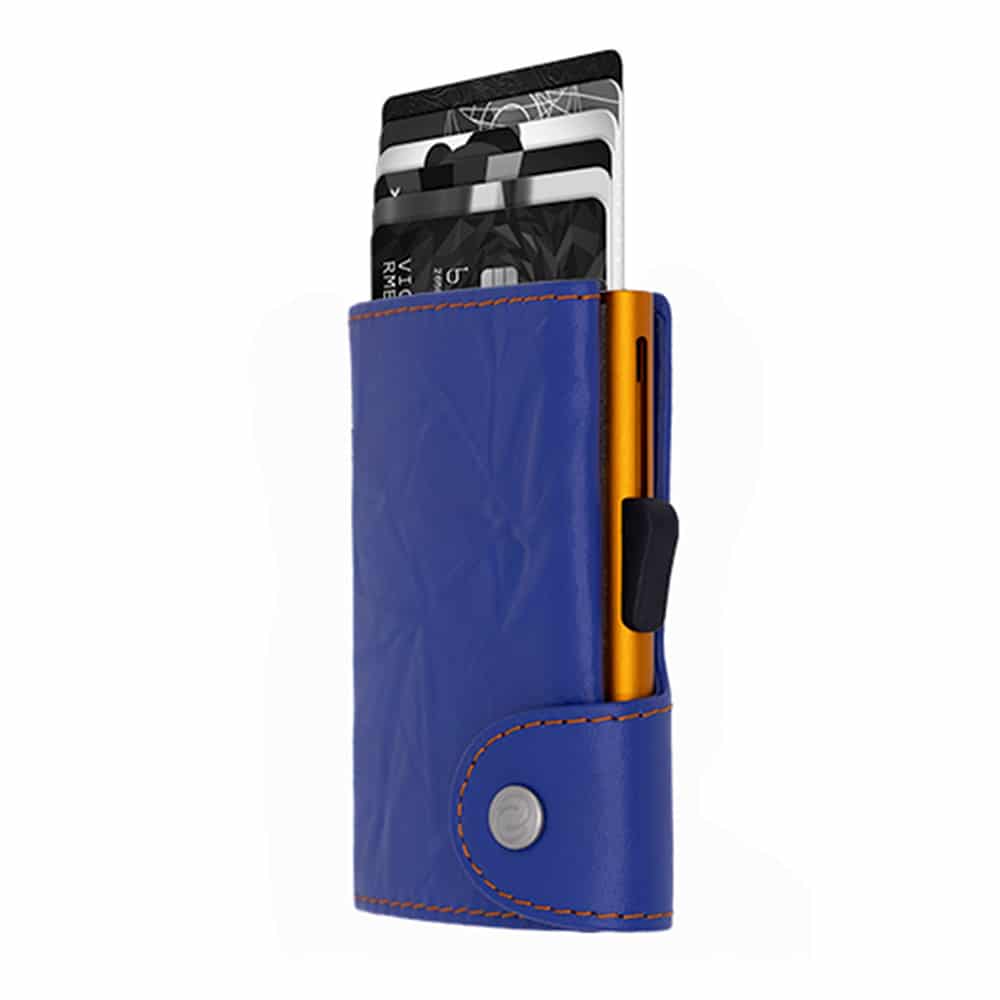 C-Secure denim πορτοφόλι embossed μπλε χρώμα με προστασία τραπεζικές κάρτες