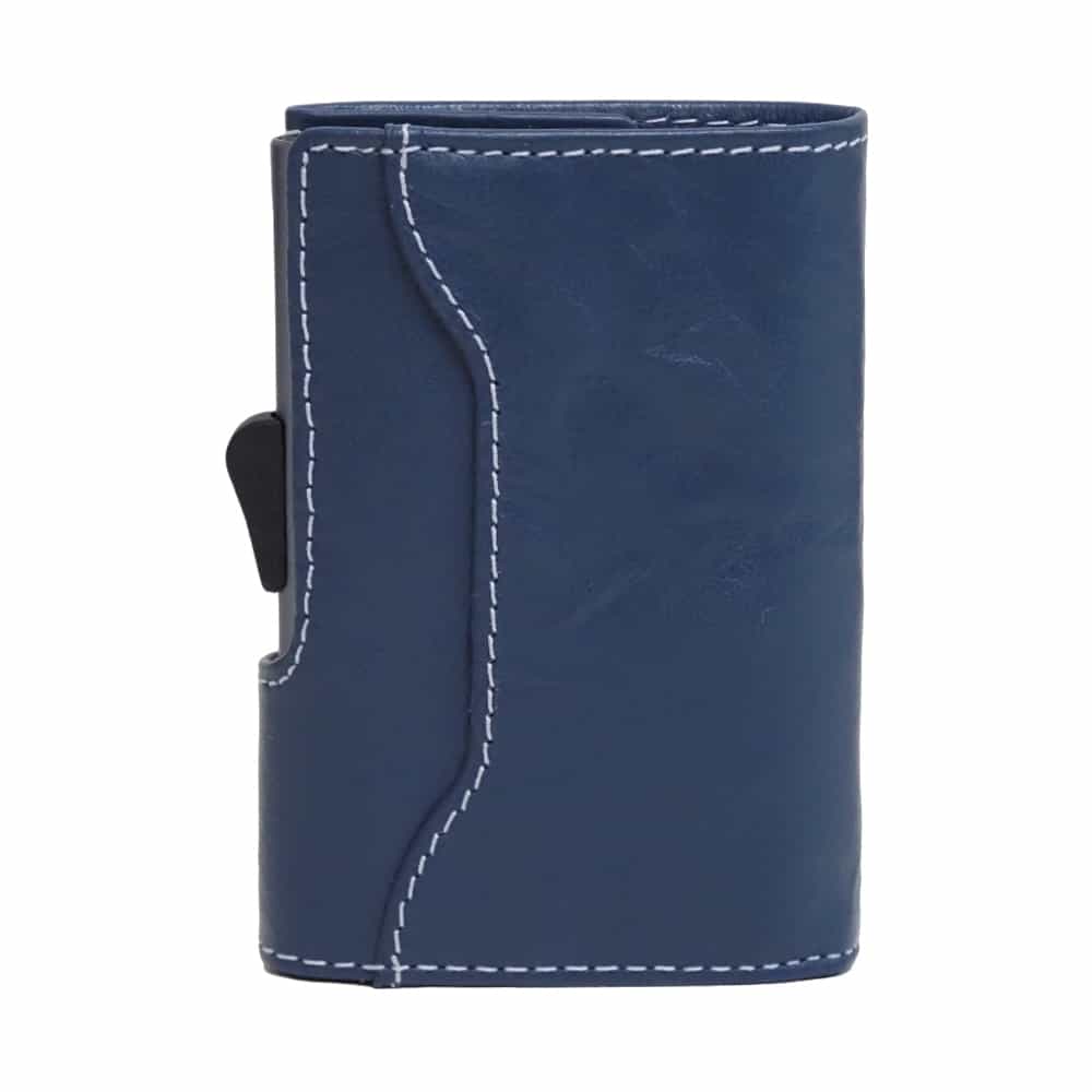 C-Secure δερμάτινο πορτοφόλι embossed μπλε χρώμα με προστασία