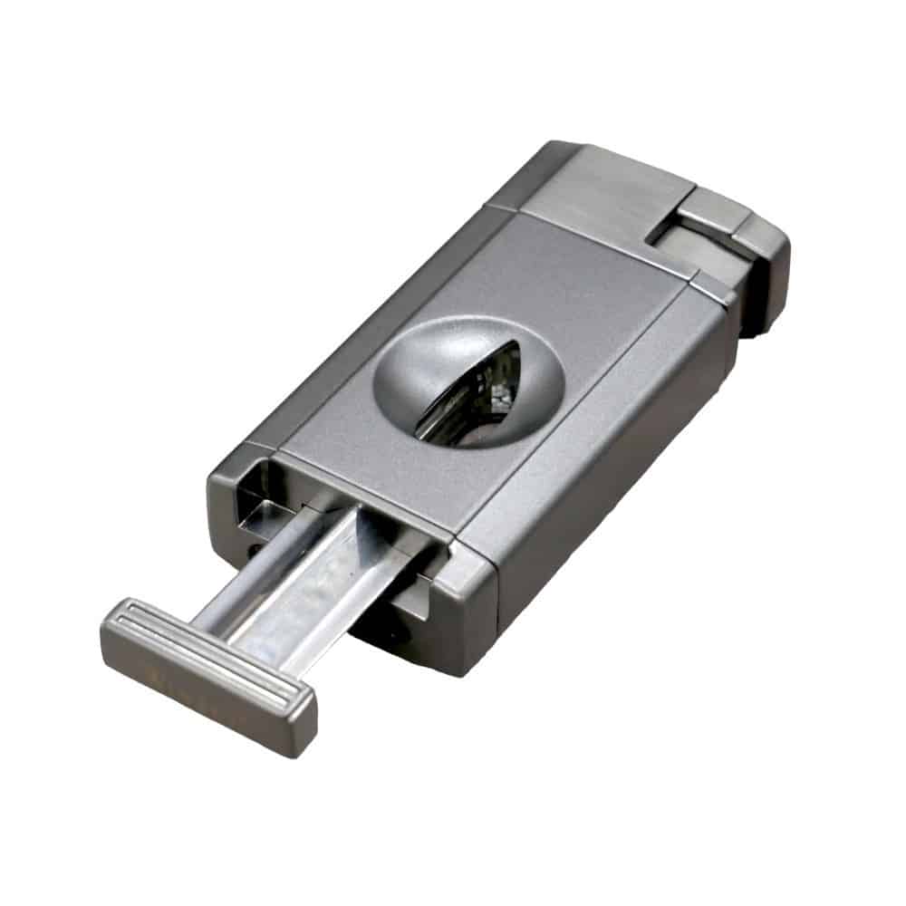 Wijnet διπλός αντιανεμικός αναπτήρας jet μαύρος με κόφτη πούρων πλαϊνή όψη