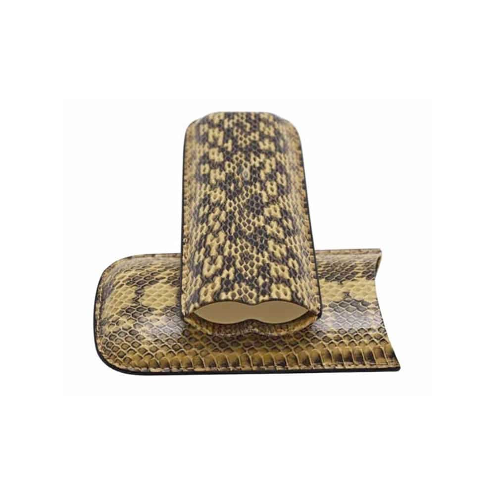 Πουροθήκη για 2 Πούρα σε Μπεζ Χρώμα (4022) θήκη πούρων διακόσμηση δέρματος φολίδες φιδιού