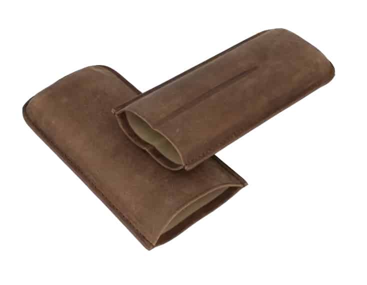 πουροθήκη δερμάτινη καφέ θήκη πούρων για 2 πούρα δαχτυλίδι 50