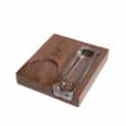 ξύλινη κατασκευή συνδιάζει σταχτοδοχείο γυάλινο πούρου με βάση για ποτήρι