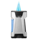Rebel double jet flame chrome Αναπτήρας χρώμα chrome αντιανεμικός βουτανίου επαναγεμιζόμενος αναμμένος