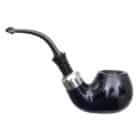 πίπα καπνού μαύρη γυαλιστερή με ασημένια λεπτομερεία