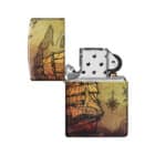 Pirate Ship Design Αναπτήρας με σχέδιο ναυτικό χάρτη πυξίδα πλοίο πειρατή κυνήγι θησαυρού επαναγεμιζόμενος βουτανίου ανοιχτό καπάκι