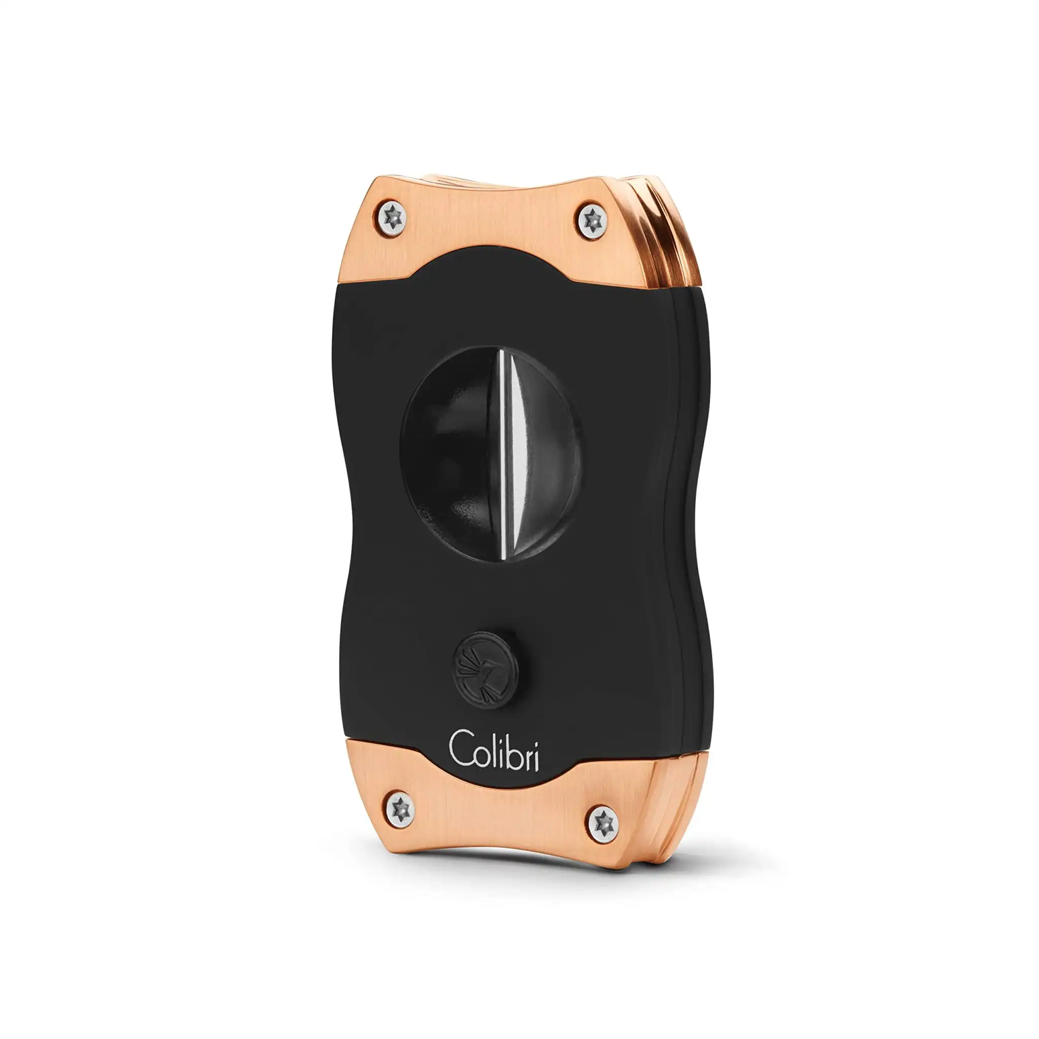 Πουροκόφτης V-CUT Black & Gold μεταλλικός κόφτης πούρων σε χρώμα μαύρο και χρυσό-ροζέ