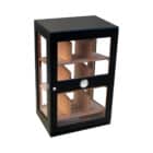 Ξύλινος Υγραντήρας Μαύρος για 120 πούρα με 3 ράφια με τζάμι