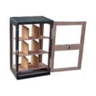 Ξύλινος Υγραντήρας Μαύρος για 120 πούρα με 3 ράφια με τζάμι ανοιχτό πορτάκι