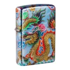 Dragon Design Αναπτήρας μπλε με χρυσό σχέδιο δράκου σε παραδοσιακό Κινέζικο στυλ με πράσινη-πορτοκαλί χαίτη