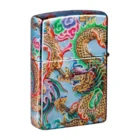 Dragon Design Αναπτήρας μπλε με χρυσό σχέδιο δράκου σε παραδοσιακό Κινέζικο στυλ με πράσινη-πορτοκαλί χαίτη