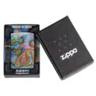 Dragon Design Αναπτήρας μπλε με χρυσό σχέδιο δράκου σε παραδοσιακό Κινέζικο στυλ με πράσινη-πορτοκαλί χαίτη