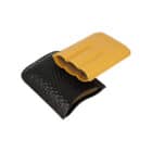 ANGELO - Δερμάτινη Πουροθήκη Δίχρωμη για 3 Πούρα Δαχτυλίδι 56 (813011) μαύρη-κίτρινη