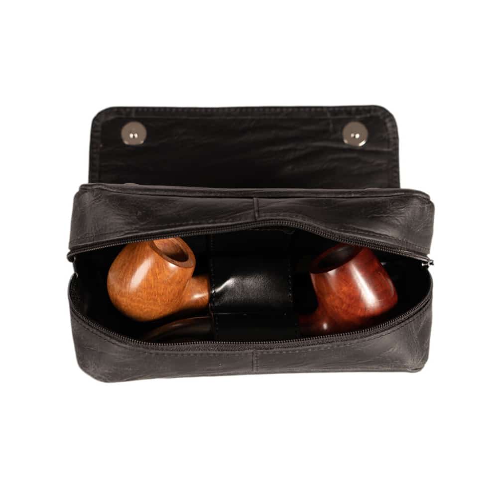 MESTANGO - Δερμάτινη Θήκη Waves για Δυο Πίπες (Μαύρη) (7010)