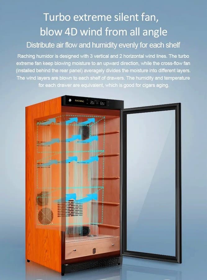 RACHING -143 Wooden Cigar Cabinet Cooler, ντουλάπα-ψυγειάκι υγραντήρας πούρων