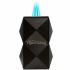 COLIBRI - Quasar Επιτραπέζιος Αναπτήρας Πούρου Τριπλός Jet Μαύρος (LI710T1) αντιανεμικός, αναμμένος