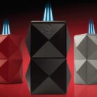 COLIBRI - Quasar Επιτραπέζιος Αναπτήρας Πούρου Τριπλός Jet Μαύρος (LI710T1) αντιανεμικός, τρεις αναπτήρες σε μαύρο, κόκκινο και ασημί