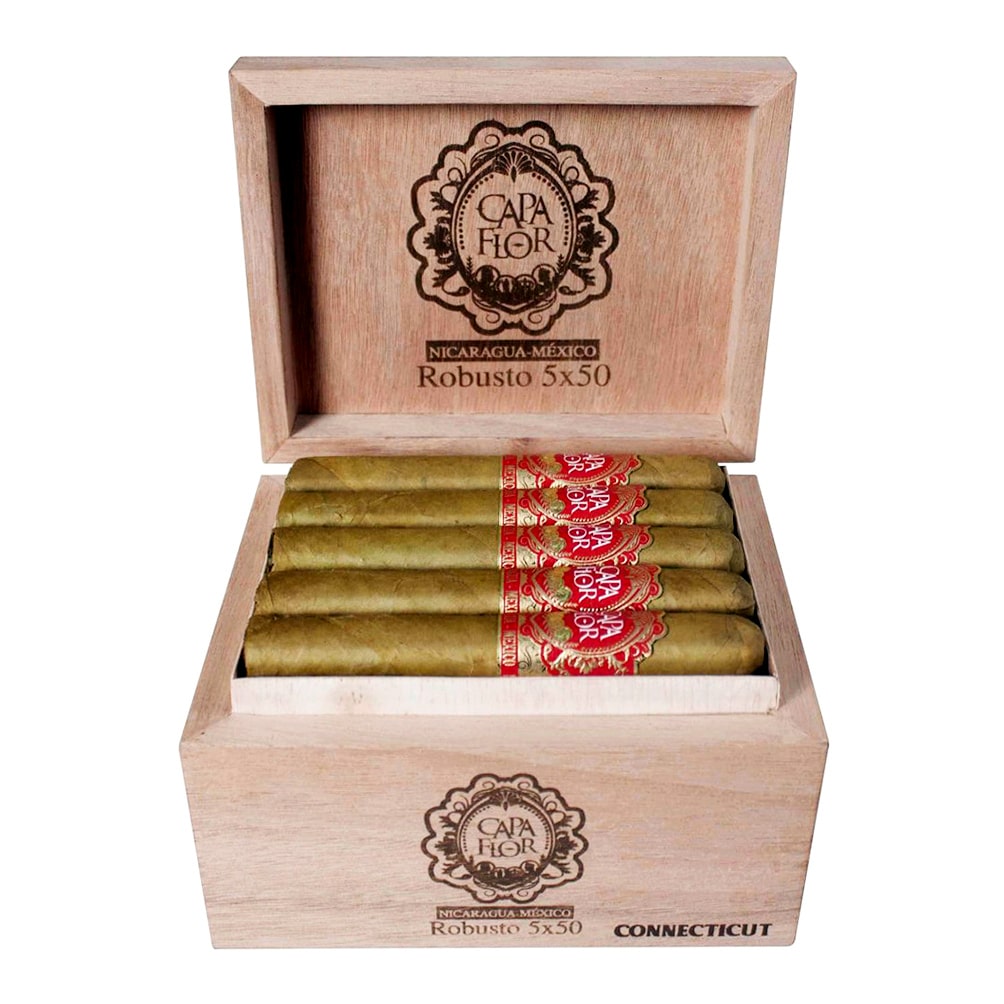 PUROS SANTA CLARA - Capa Flor Connecticut Robusto πούρο Νικαράγουας-Μεξικάνικο, μέσα σε ξύλινο κουτί για πούρα
