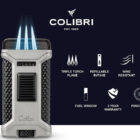 COLIBRI - Αναπτήρας Ascari Triple Jet Punch Charcoal (LI250T3), γκρι, αντιανεμικός
