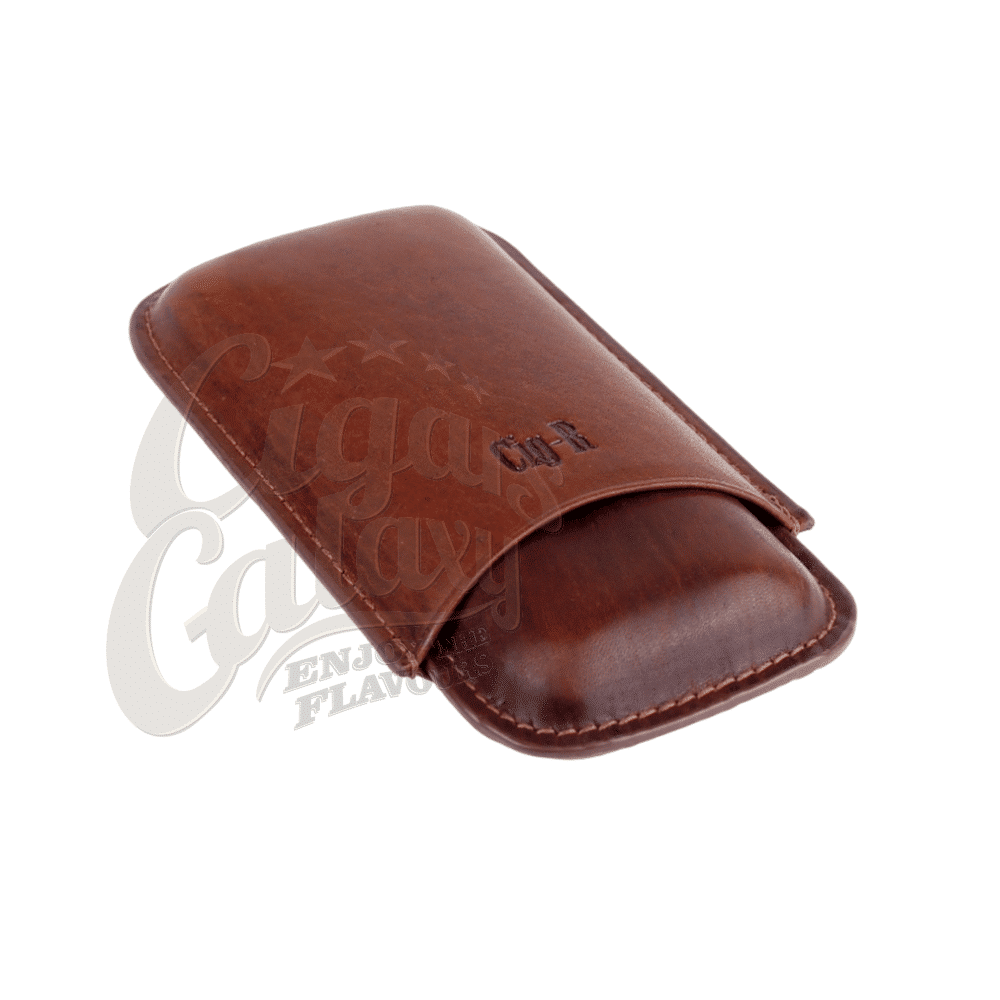 CIG-R - Καφέ Δερμάτινη Θήκη RETRO-2 για 2 Πούρα με Δαχτυλίδι 52