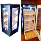 Ξύλινος Υγραντήρας - Βιτρίνα Μαύρος για 100 πούρα με Led Φωτισμό (425)