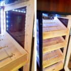 Ξύλινος Υγραντήρας - Βιτρίνα Μαύρος για 100 πούρα με Led Φωτισμό (425)