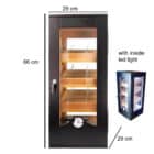 Ξύλινος Υγραντήρας - Βιτρίνα Μαύρος για 100 πούρα με Led Φωτισμό (425)