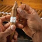 VEGAFINA - Classic Line Robusto, πούρο, δύο χέρια που τυλίγουν ένα πούρο.