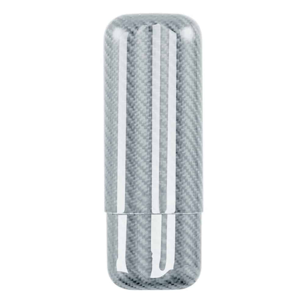 4036_silver_1 Carbon Fiber Ασημί Θήκη για 2 Πούρα (4036)