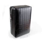 SIKARLAN - Σετ Υγραντήρας Ταξιδίου Δερμάτινος Μαύρος με Πουροκόπτη και Αναπτήρα Πούρου (4067)